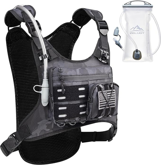 Zelvot Running Vest with 2L Water Bladder, Hydration Backpack, USA Original Patent, Lightweight Hydration Pack with Gear Holder, Reflective Chest Pack for Men Women for Marathon