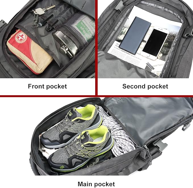 ZSearARMY Tactical Backpacks Assault Pack 3 Day Bag Expandable Backpack Out Bag Classic Case Travel Hiking(Gray, with Belt)