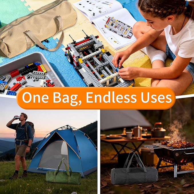 Waterproof Camping Gear Tool Bag - Roll Up Tool Organizer for Camping & Hiking - Portable Canvas Tool Tote with Multiple Compartments | Bushcraft Gear Storage (Black (length 42 * diameter 15cm))