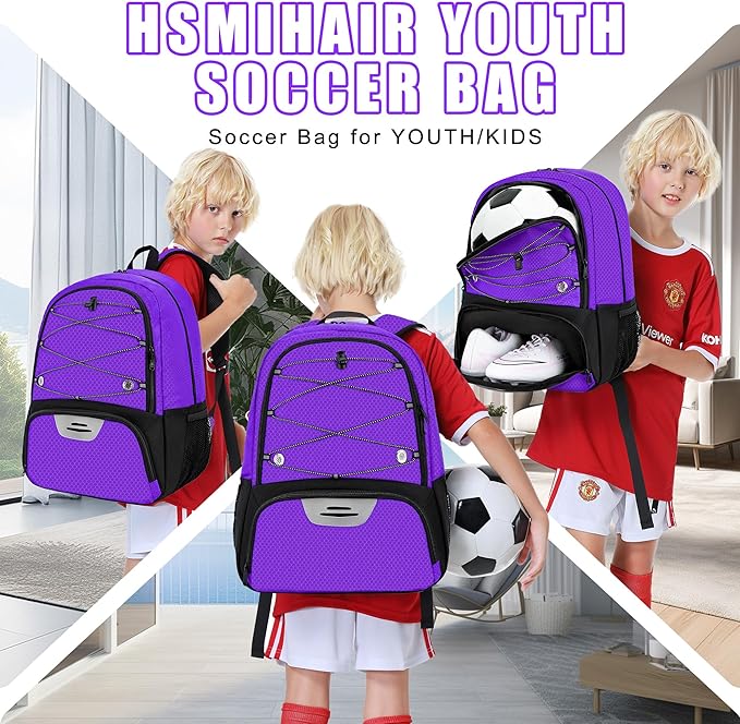 Youth Soccer Bag-Soccer Backpack&Backpack for Football Basketball,with Ball Compartment Separate Cleat Package