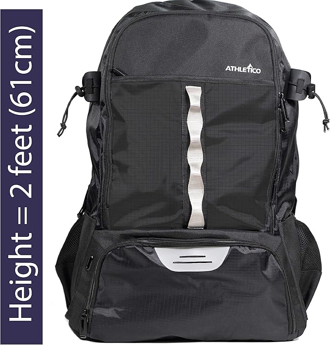 Athletico Lacrosse Bag - Extra Large Backpack for Field Hockey Equipment - Two Stick Holders and Separate Cleats Compartment