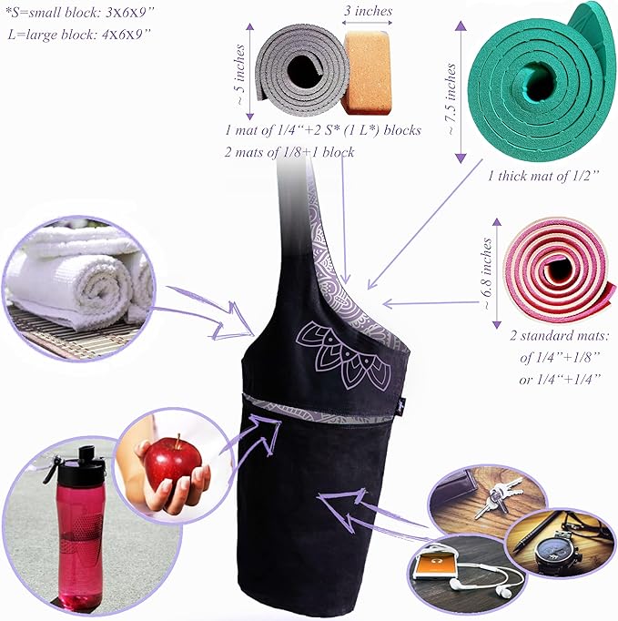 Zenifit Yoga Mat Bag – Versatile Yoga Bag with Mat Straps & Storage Pockets, Holds Yoga & Pilates Mats, Lightweight & Durable