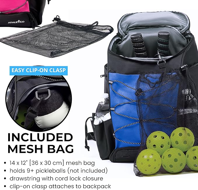 Athletico 35L Pickleball Backpack - Pickleball Bags for Men or Women Includes Pickleball Ball Holder