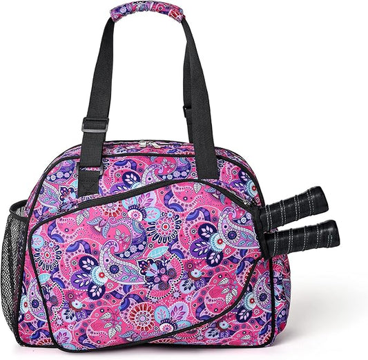 Boulder Bee Pickleball Bags, Premium Pickleball Tote Bag for Girls, Women’s Hand/Shoulder Gym Bag w Water Bottle Holder, with Pickleball Racquet/Paddle Holder