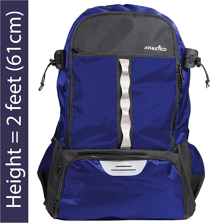 Athletico Lacrosse Bag - Extra Large Backpack for Field Hockey Equipment - Two Stick Holders and Separate Cleats Compartment