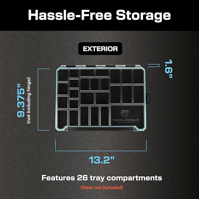 Evolution Fishing BallistiX Terminal Tackle Tray - Waterproof, Anti-Corrosion, One Hand Latch, Clear Lid, Lure Box, Tackle Storage