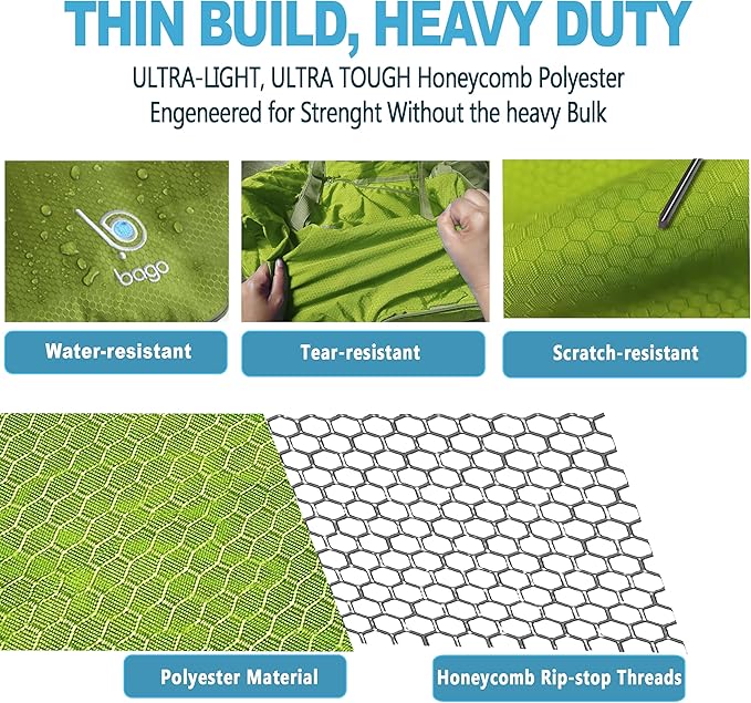 Bago Large Foldable Duffel Bags for Traveling Women & Men - 120L Packable Duffle Bag for Travel with Shoe Compartment - Water Repellant, Heavy Duty, Lightweight Folding & Collapsible (Green)