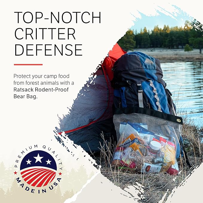 The Camping Bundle - Ultralight Rodent Proof Dry Bag for Backpacking - Bear Bag Food Storage for Camping with Coghlans Odor Proof Bag, Survival Utility Rope and Carabiner (Small)