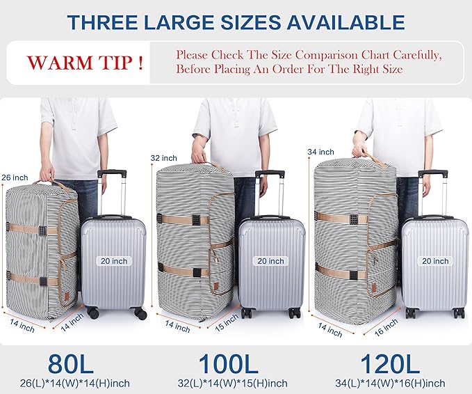 120L Travel Duffle Bag for Men and Women, Large Foldable Duffel Bag for Travel with Shoe Compartment Overnight Weekender Bag Gym Bag Water & Tear Resistant (Stripe, 120L)