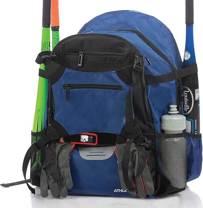 Athletico Advantage Baseball Bag - Baseball Backpack With External Helmet Holder for Baseball, T-Ball & Softball Equipment & Gear for Youth and Adults | Holds Bat, Helmet, Glove, Shoes