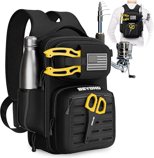 Beyond Fishing Tackle Backpack- The Voyager Tactical Fishing Storage Bag - Lightweight & Compact Bag For Fishing