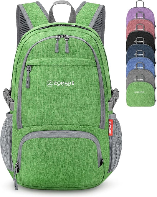 ZOMAKE Ultra Lightweight Packable Backpack 25L,Small Foldable Backpacks Hiking Water Resistant Collapsible Daypack for Women Men(Dark Green-A3)