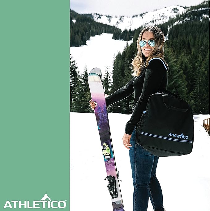Athletico Ski Bag and Ski Boot Bag Combo - Ski Bags for Air Travel - Unpadded Snow Ski Bags Fit Skis Up to 200cm - For Men, Women, Adults, and Children