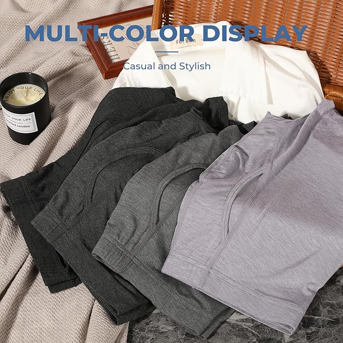 BAMBOO COOL Men's Ultra ComfortSoft Underwear, Moisture Wicking & Breathable No Ride Up Boxer Briefs with Fly, Multipack