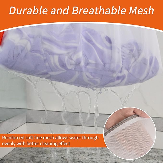 Polecasa 3Pcs 16 x 20 Inches Extra Durable Fine Mesh Laundry Bags with Sturdy Zipper for Delicates (3 Large)