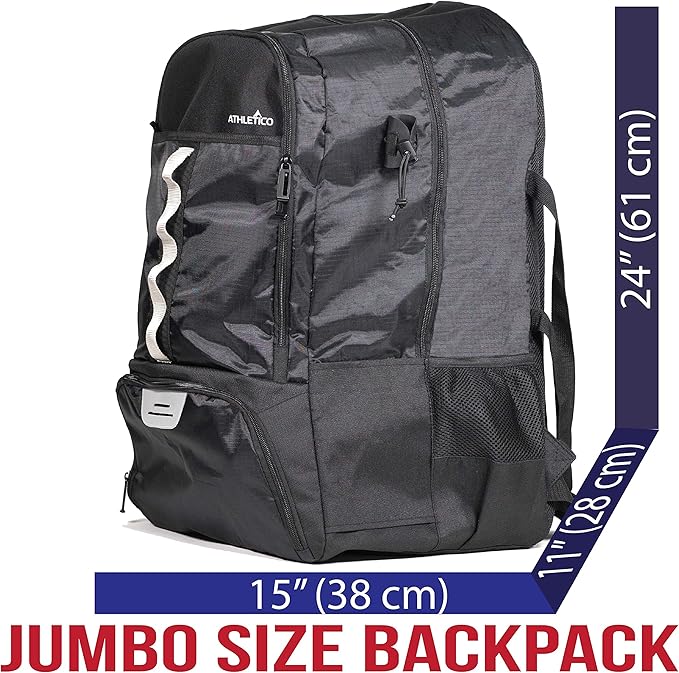 Athletico Lacrosse Bag - Extra Large Backpack for Field Hockey Equipment - Two Stick Holders and Separate Cleats Compartment