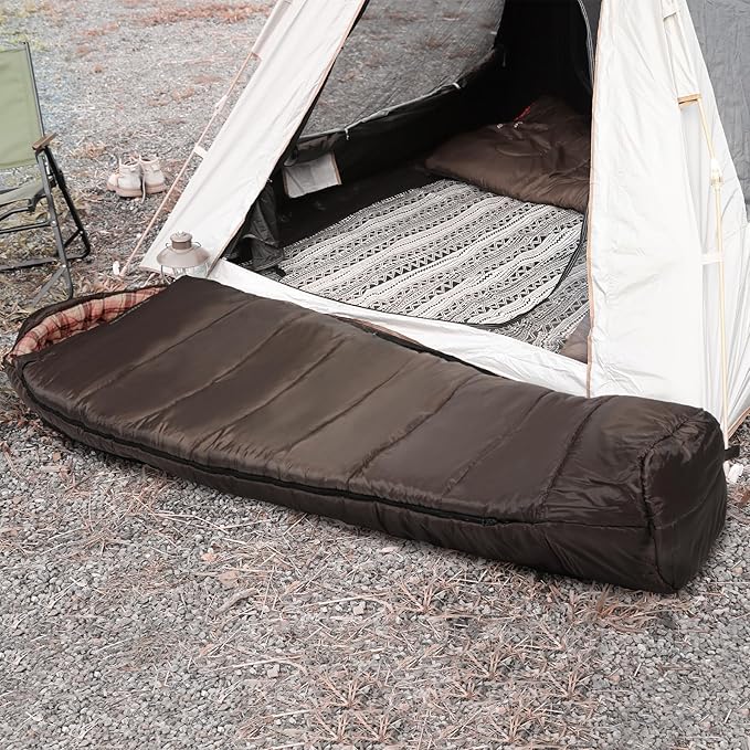 REDCAMP Cold Weather Mummy Sleeping Bag, Warm Flannel Cotton Sleeping Bag for Adults, Warm and Machine Washable Perfect for Winter Camping