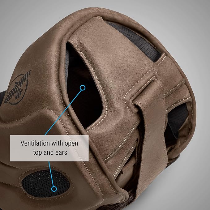 Hayabusa T3 LX Leather Adjustable MMA Headgear - Brown, One Size