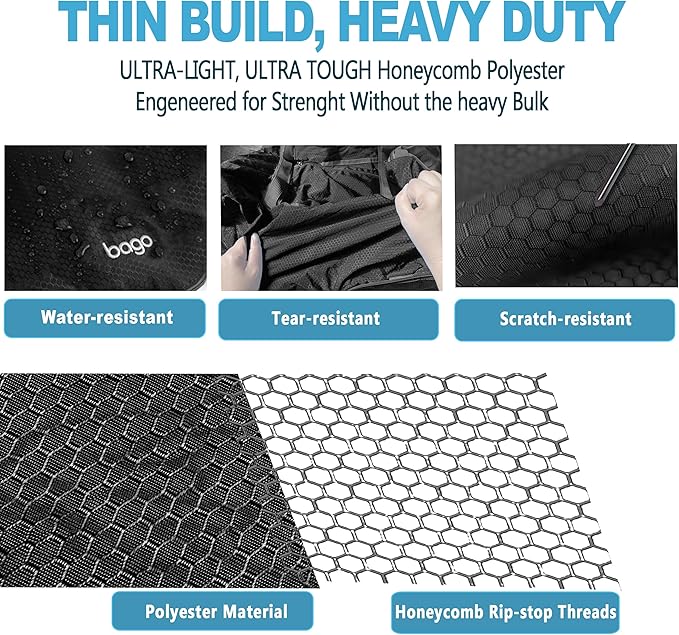 Bago Large Foldable Duffel Bags for Traveling Women & Men - 120L Packable Duffle Bag for Travel with Shoe Compartment - Water Repellant, Heavy Duty, Lightweight Folding & Collapsible (All Black)