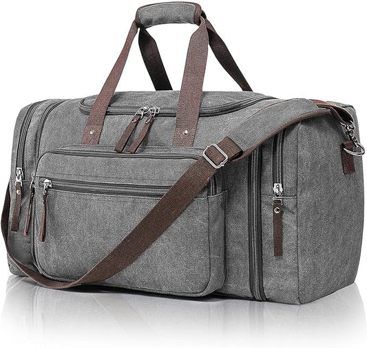 Canvas Expandable Duffle Bag for Men Traveling, Luggage Travel Bag Weekender Overnight Bag,Mens Gym Carry on Duffel Bags