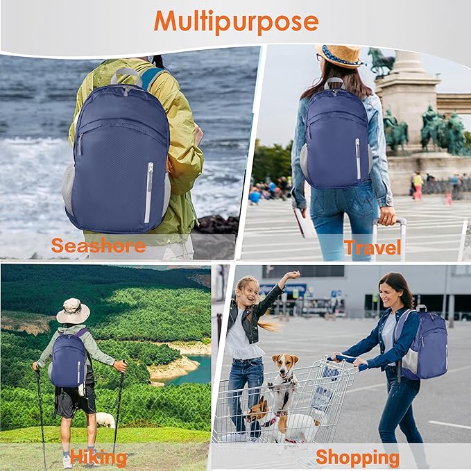 35L Waterproof Backpack Beach Foldable Lightweight Dry Wet Split Hiking Backpack Men Women Dark Blue