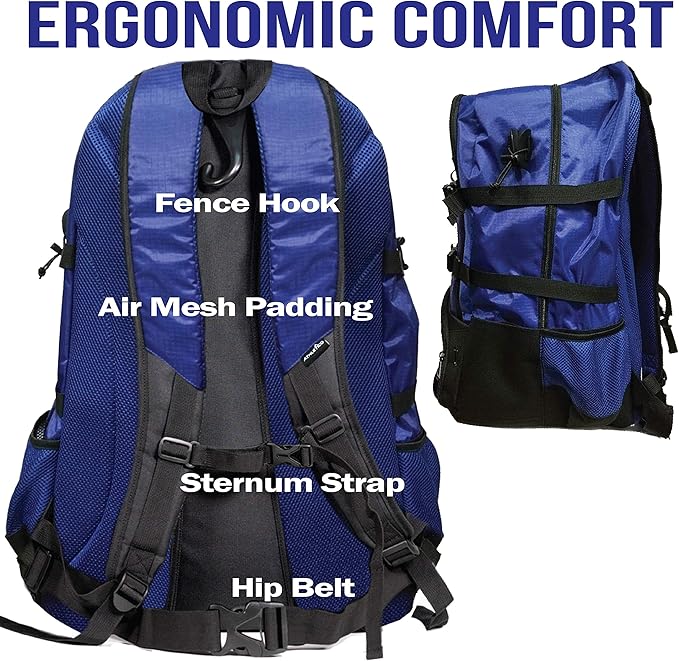 Athletico Lacrosse Bag - Extra Large Backpack for Field Hockey Equipment - Two Stick Holders and Separate Cleats Compartment
