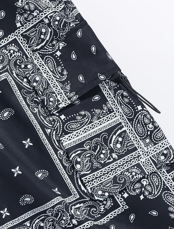 ZAFUL Men's Parachute Pants Casual Baggy Cargo Drawstring Trouser