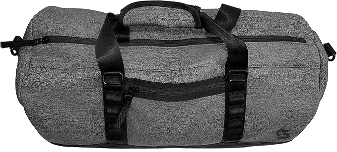 Smassy Durable Neoprene Gym Bag with Vegan Leather Bottom - Large Sports Duffel with Adjustable Shoulder Strap and Multiple Pockets