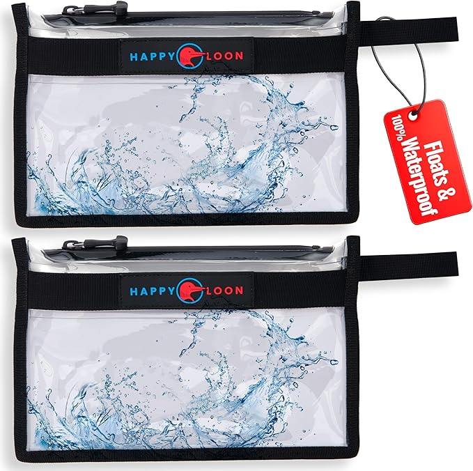 Elite Waterproof Fishing Tackle Bag Set - 2 Medium, 100% Submersible Dry Bags, Floats with Lure & bait- Scuba-Grade Zipper, PVC-Free, Tethering Loop - Premium Fishing accessory pouch