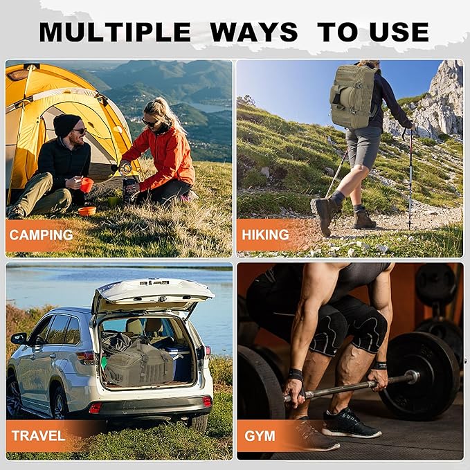 Travel Duffle Bag Gym Bag Duffle Bags with Weekend Overnight Bag for Outdoor Traveling Workout Deployment Sports (Green, 80L)