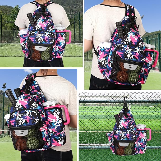 ZOEA Pickleball Backpack with Water Bottle Holder, Waterproof Multi-Style, Reflective Design, Adjustable Straps, Hidden Storage