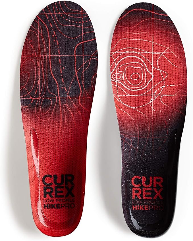 CURREX HikePro Insoles for Hiking Boots & Shoes – Shock Absorbing Inserts to Help Reduce Fatigue and Increase Performance – Anti-Slip Heel Surface for Stability – for Men & Women – Low Arch, Small
