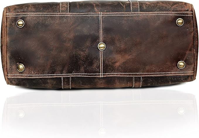 Leather 24 Inch Duffle Bag for Men and Women Large Carry On Luggage Weekender Travel Overnight Gym Sports Bag for Airplanes