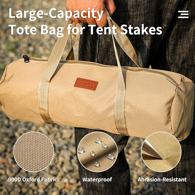 Waterproof Camping Gear Tool Bag - Roll Up Tool Organizer for Camping & Hiking - Portable Canvas Tool Tote with Multiple Compartments | Bushcraft Gear Storage (Camel (length 42* 15cm in diameter))