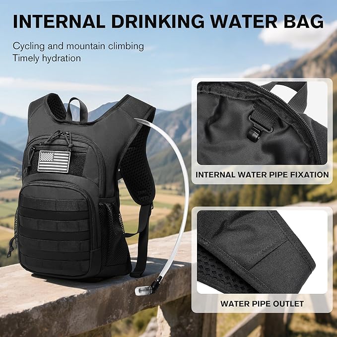 wotony Hydration Backpack with Water Bladder for Hiking Tactical Hydration Pack for Men Women Molle Water Backpack for Hiking