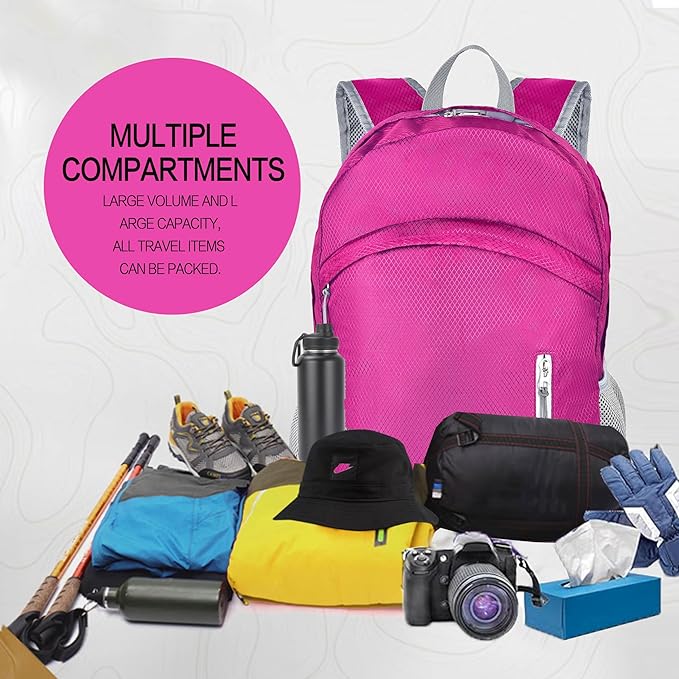 35L Waterproof Backpack Beach Foldable Lightweight Dry Wet Split Hiking Backpack Men Women Dark Pink