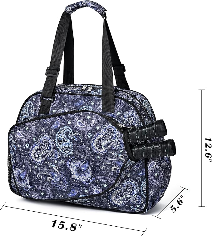 Boulder Bee Pickleball Bags, Premium Pickleball Tote Bag for Girls, Women’s Hand/Shoulder Gym Bag w Water Bottle Holder, with Pickleball Racquet/Paddle Holder