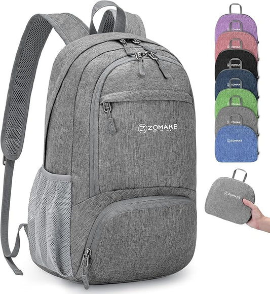 ZOMAKE Ultra Lightweight Packable Backpack 20L,Small Foldable Backpacks Hiking Water Resistant Collapsible Daypack for Women Men(Grey-B2)