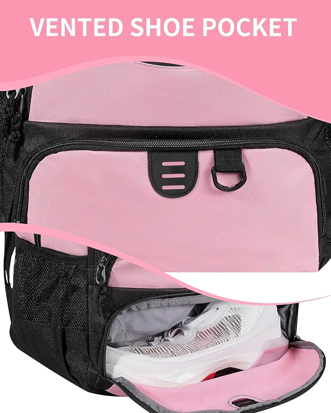 Basketball Bag Backpack for Men Women with Ball & Shoes Compartment 30L Capacity Lightweight Breathable Boys Girls Soccer Ball Bag Backpack Fit Volleyball Football Sports Travel School Gym