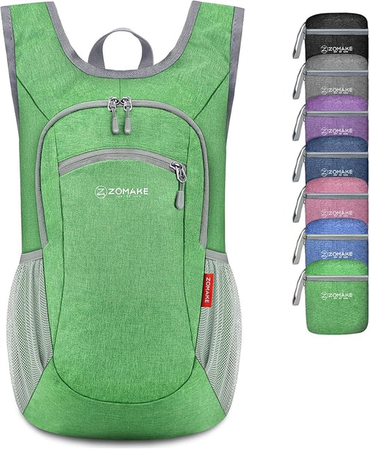 ZOMAKE Ultra Lightweight Packable Backpack 10L,Small Foldable Backpacks Hiking Water Resistant Collapsible Daypack for Women Men(Dark Green)