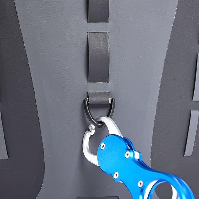 Xelfly Waterproof Fishing Backpack G2 with Rod Holder, Inflatable Air Valve, Padded Waist Straps & Gear Loops - Submersible Zipper, Rugged Top Handle, Adjustable Attachments (Gray)