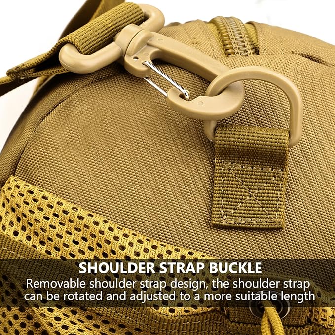 ArcEnCiel Small Tactical Duffle Bag Men Gym Pack Military Molle Shoulder Bags Shoes Storage Sports Handbag with Patch (Coyote Brown)