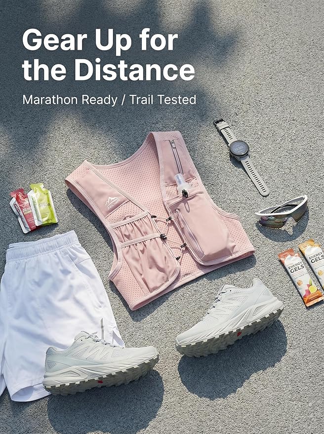 Zelvot Running Vest for Women Men, USA Original Patent, Adjustable Chest Straps Running Hydration Vest with 500ml Soft Flask, Lightweight Reflective Hydration Backpack for Marathon