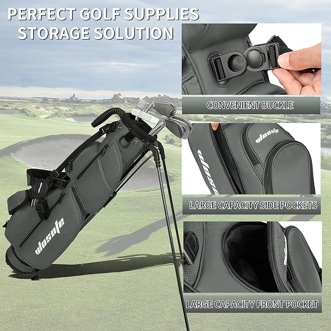 3-Way Dividers Lightweight Golf Stand Bag for Men Women, Mini Small Par3 Golf Bag,Driving Range Executive Courses Portable and Durable with Adjustable and Detachable Dual - Shoulder Straps Rain Cover