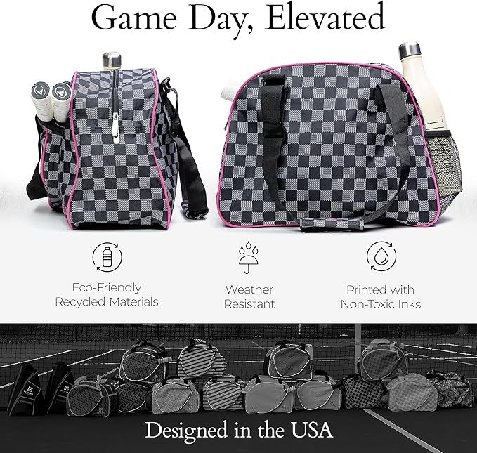 Pik’le’Ball Sport Premium Women's Pickleball Bag – Stylish and Versatile Sports Bag with Water Bottle Holder, Padded Paddle Pocket, and Spacious Design (fits 2+ Paddles!)