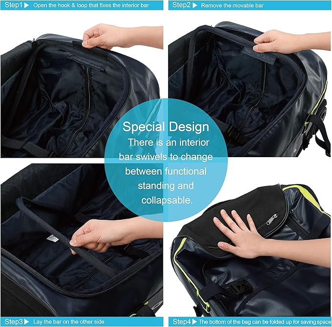 Gonex Rolling Duffle Bag with Wheels, 70L Water Repellent Wheeled Travel Duffel Luggage with Rollers 25 inch, Navy