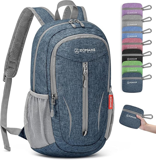 ZOMAKE Ultra Lightweight Packable Backpack 10L,Small Foldable Backpacks Hiking Water Resistant Collapsible Daypack for Women Men(Navy Blue-C1)