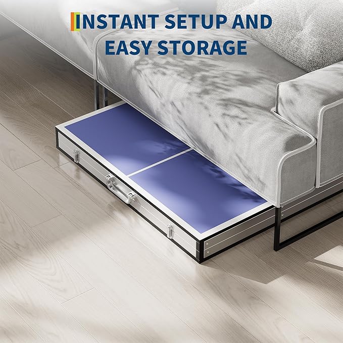 Portable Ping Pong Table,6X3 ft Professional Indoor/Outdoor Table Tennis Tables Game with Net for Adults/Teens,2 Tennis Paddles and 3 Balls- Quick Assembly