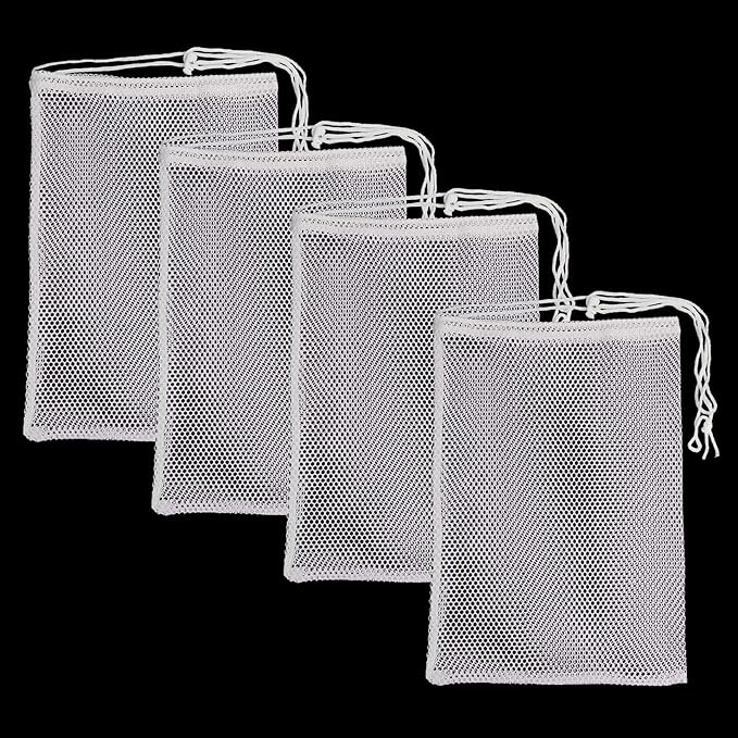 4 Pieces Premium Nylon Mesh Chum Bag for Enhanced Fishing Attraction 12 x18 inch Chum Bag with Drawstring