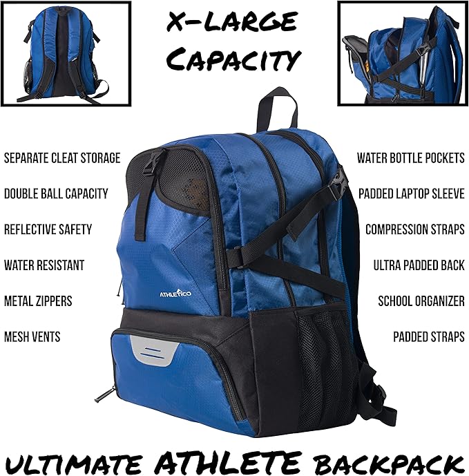 Athletico National Soccer Bag - Backpack for Soccer, Basketball & Football Includes Separate Cleat and Ball Holder